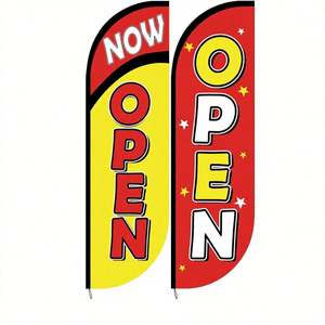 Bandera de Plumas Personalizada con Diseño Abierto para Publicidad Comercial, Pancarta Roja/Amarilla Impermeable, Ideal para Eventos de Inauguración - Product Image 1