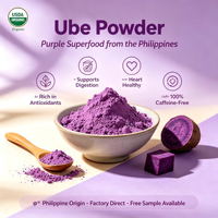 Polvo de Ube de Filipinas, Polvo de Ñame Morado Orgánico, Tratado al Vapor, Seco, a Granel, Grado Alimenticio, para Pudín, Repostería y Bebidas, Stock Disponible