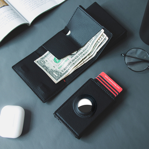 Casekey Minimalist Litchi Pattern Genuine Leather Credit Pop up Cardholder RFID Security Tri Fold Retro Automatic <b>Smart</b> <b>Wallet</b> - Product Image 6