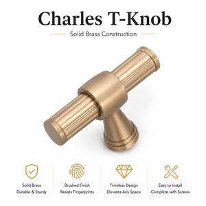 CHARLES T Matte Antique Cabinet Knob Solid Brass Furniture <b>Hardware</b> for Drawer Kitchen Cabinet <b>Wardrobe</b> Cupboard Doors - Product Image 4