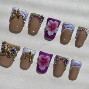 <span class=keywords><strong>Uñas</strong></span> postizas de lujo <span class=keywords><strong>con</strong></span> pedrería, estilo ataúd, al por mayor, personalizadas, de longitud media, <span class=keywords><strong>con</strong></span> diseño de corazón y perlas, estilo francés, para manicura, acrílicas, adhesivas - Product Image 3
