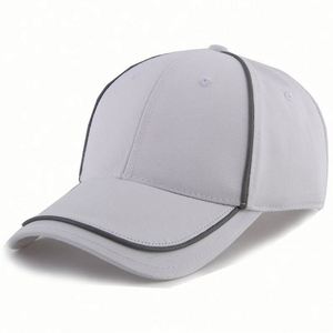High Quality 100% Cotton Baseball Cap 3M Reflective Piping Trimming Custom Golf Hats OEM Logo Custom Baseball Hat - Product Image 1