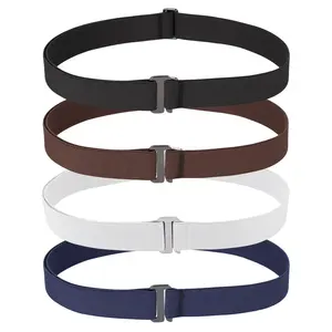 Onzichtbare Elastische Stof Riem Vrouwen Mannen Web Riem Platte Gesp Jeans Broek Jurken Ademend Canvas Riem