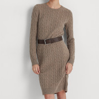 Mode populaire Nouveau design Casual Cable Knit Robe en cachemire à manches longues pour femmes