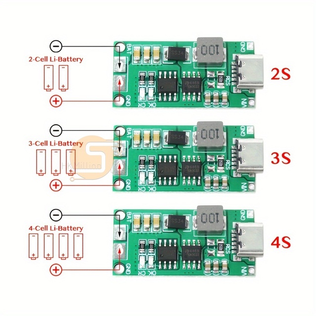 18650 Lithium Battery 2S 3S 4S Type C Charger 8.4V 12.6V 16.8V Step Up Boost LiPo Li Ion