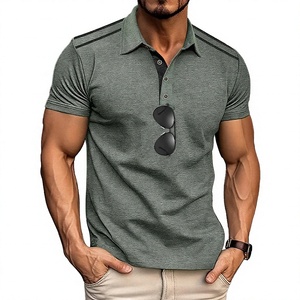 Polo à manches courtes pour homme, couleur unie, en coton tricoté, respirant, style décontracté, coupe classique, boutons - Product Image 1