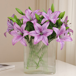 Commercio all'ingrosso 3D stampato piccolo giglio 1 fiore 2 boccioli tattile sentire in plastica natale laurea di Pasqua anno nuovo decorazioni di Halloween - Product Image 3