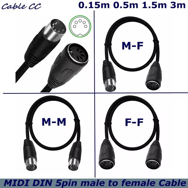 5-Pin DIN MIDI Male to Female / Male to Male / Female to Female Adapter Extension Cable, DIN 5Pin for Keyboard Synth