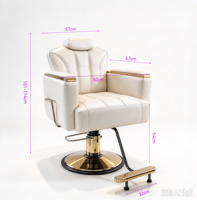 Chaise de coiffure haut de gamme pour salon de mode, chaise de barbier hydraulique avec accoudoir décoratif en acier inoxydable doré pour salon de coiffure