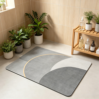 Tapis de sol de salle de bain en diatomite, séchage rapide, absorbant, antidérapant, tapis de bain géométrique, tapis de porte de douche