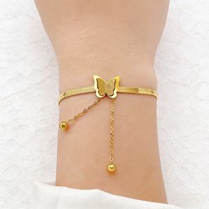 Bracelet en acier inoxydable plaqué or 18 carats avec chaîne cubaine et étoile d'amour pour femme, bijoux étanches et inaltérables - Product Image 6