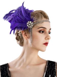 Nouveau femmes Vintage 1920s <span class=keywords><strong>Gatsby</strong></span> fête casque femmes clapet plume bandeau <span class=keywords><strong>cheveux</strong></span> accessoires - Product Image 3