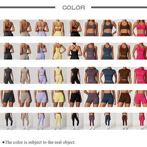 Nouveauté FEO Vêtements <span class=keywords><strong>de</strong></span> <span class=keywords><strong>Sport</strong></span> Femme Ensemble <span class=keywords><strong>de</strong></span> Gymnastique Soutien-Gorge à Coussinets Amovibles T-Shirt Manches Courtes Legging Taille Haute Ensembles Fitness pour Dames - Product Image 3