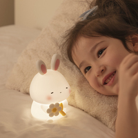 Lampe de nuit LED en silicone en forme de lapin, commande tactile, rechargeable par USB, lampe de nuit pour enfants, lampe de chevet pour chambre d'enfant