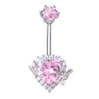 Anneaux de nombril en acier inoxydable en forme de cœur, clous de piercing, bijoux de corps pour femmes, pour fête et cadeau