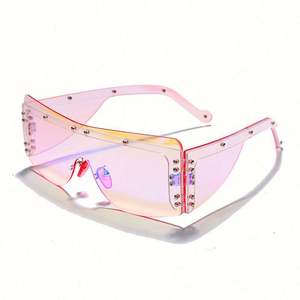 Lunettes de soleil tendance 2020 à verres uniques UV400, demi-montures, surdimensionnées, carrées, pour femmes - Product Image 2
