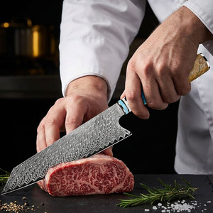 Couteau de chef en acier Damas de 8 pouces, 67 couches, couteau de cuisine japonais, cœur VG10, couteau Gyuto tranchant fait main pour trancher la <span class=keywords><strong>viande</strong></span> - Product Image 3