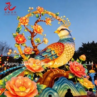 Lanterne géante LED Zigong en forme de fleur et d'oiseau, étanche, durable, pour extérieur, statue florale de luxe pour spectacle lumineux nocturne