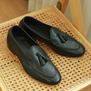 Chaussures mocassins à pampilles en cuir véritable à motifs patchwork rétro italien, confortables, polyvalentes, pour hommes, bureau, carrière, imperméables - Product Image 2