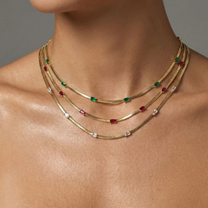 Collier chaîne en os de serpent vintage plaqué or 18 carats en acier inoxydable 304 pour femmes, chaîne de clavicule non décolorante - Product Image 5