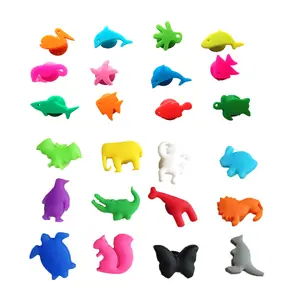 24pcs Silicone Markers Reusable Sea Animals And Land Animals Drink Charms Wine Identifier For Cocktails Drinking Cup Sign A50