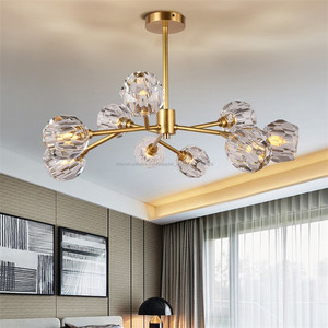 Grand Art <span class=keywords><strong>Boule</strong></span> De Cristal <span class=keywords><strong>Lustre</strong></span> En Verre Éclairage Brillant Or Fini - Product Image 5