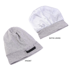 Durag unisexe <span class=keywords><strong>en</strong></span> <span class=keywords><strong>coton</strong></span> tissé double couche, couleur unie, doublure satinée, bouton réglable, éco-responsable, élastique, anti-… personnalisable - Product Image 2