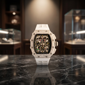 Montre automatique pour homme en forme de tonneau avec diamant moissanite de qualité supérieure - Product Image 3