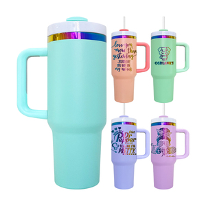USA Warehouse RTS 40oz Gobelet enduit de poudre arc-en-ciel Macaron plaqué arc-en-ciel pour Logo gravé au laser Impression 3D Conception DIY Tasses - Product Image 2