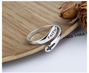 Valore antico gioielli in <span class=keywords><strong>argento</strong></span> sterling 925 di incisione personalizzata <span class=keywords><strong>fede</strong></span> croce <span class=keywords><strong>anello</strong></span> di barretta - Product Image 2