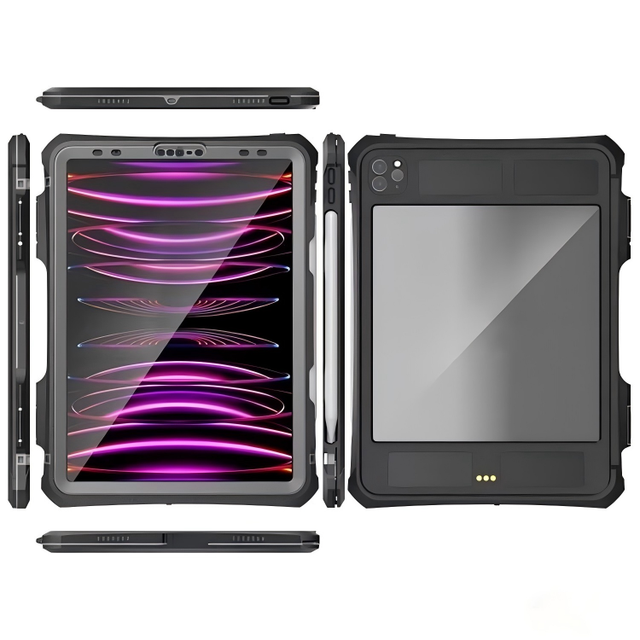 Built-in Kickstand Screen Protector Shellbox OL.11 Rugged Anti-Fall Waterproof Case for iPad 3rd Gen 11-Inch Tablet PC+TPU