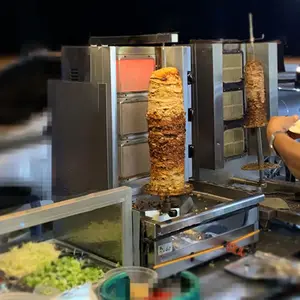 Máquina comercial eléctrica de acero inoxidable para hacer kebab, 3 quemadores, sharwama