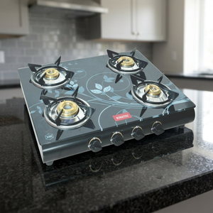 Gas Cooktop 4 High Efficiency Brass Burners Heat-Proof Toughened Glass Surface CE Certified 1 Year Warranty Table Auto/Manual - Product Image 2