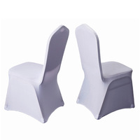 Beyaz tüplü Polyester Spandex streç düğün sandalyesi kapakları, düğün ziyafet olay için sandalye slipcovers