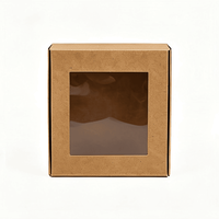 Cajas Plegables de Papel Kraft Natural Personalizadas con Ventana Transparente para Ver el Contenido y Logotipo, para Empacar Mini Pasteles, Jabones Artesanales y Velas