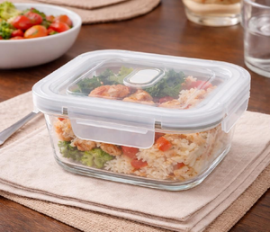 Boîte à lunch carrée en verre borosilicate de haute qualité, résistante au four, anti-fuite, pour la conservation des aliments - Product Image 5