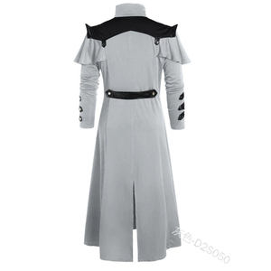 ชุดคอสตูมฮาโลวีนสไตล์ยุคกลาง สตีมพังก์ นักฆ่า เอลฟ์ โจรสลัด สำหรับผู้ใหญ่ เสื้อแจ็คเก็ตยาวสีดำแบบวินเทจ ผ่าข้าง สไตล์โกธิค เสื้อคลุมหนัง - Product Image 4