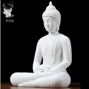 Gartenstein-Schnitzerei im Freien-Buddhastatuen lebensgröße weißer Marmor Buddha-Sitzstatue
