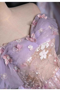 Vestido de noche morado de alta gama para mujer - el vestido de brindis para la princesa fugitiva que está comprometida y la novia - Product Image 6