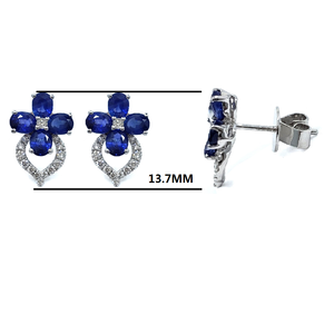 Meilleure fabrication bijoux brillant de haute qualité 14k solide or blanc véritable diamant pierre précieuse saphir goujons boucle d'oreille pour dame - Product Image 2