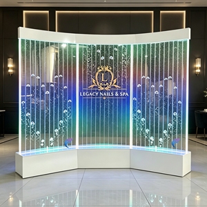 Acrylic Curved Room Divider With Water Bubble Effect Modern Frame Structure Translucent Panels - Product Image 1