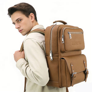 OEM PU Leather Laptop <b>Backpack</b> Business Travel <b>Backpack</b> Multi Pocket <b>Large</b> Capacity Private Label Factory - Product Image 2