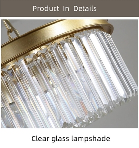 Lustre en cristal de luxe moderne, lampe de salon, chambre à coucher, <span class=keywords><strong>cuisine</strong></span>, île, salle à manger, lampe suspendue noire dorée, Luminaires ronds - Product Image 4