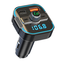 Chargeur de voiture rapide 54W Total PD & QC3.0 avec double microphone à réduction de bruit pour émetteur FM, lecteur CD, lumière RGB WAV