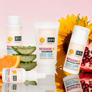 Ensemble Nettoyant, Tonique, Sérum et Crème Vitamine C Marque Blanche pour Nettoyage en Profondeur des Pores, Équilibrage du pH, Hydratation Intense, Réduction des Taches Brunes et Stimulation du Collagène - Product Image 1