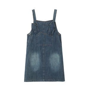 Robe salopette en jean Runqi pour femme, coupe ample, sans bretelles, couleur unie, grande taille N8679 - Product Image 1