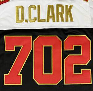 <span class=keywords><strong>Camiseta</strong></span> de Fútbol Americano para Hombre, SF Niners, Cosida, 100% Poliéster, Negra y Blanca, Cuello en V, Uniforme Deportivo, Parche de Capitán, para Juego y Uso Casual - Product Image 4