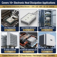 Graisse silicone à haute conductivité thermique blanche pour CPU, LED, IGBT, onduleur, non-durcissante, personnalisée W/mK, OEM, faible MOQ, RoHS, REACH