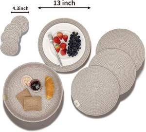 Coton et lin sourire tissé isolation maison salle à manger napperons plat bol casserole tapis tasse caboteur tasse à thé pot tapis - Product Image 5