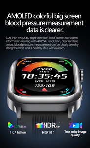 Reloj Inteligente TK66 con Bomba de Aire, Prueba de Presión Arterial, ECG, Pantalla Táctil AMOLED de 2.06 Pulgadas, con SOS, NFC y Atención Remota - Product Image 2